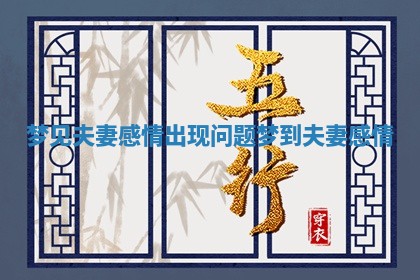 梦见夫妻感情出现问题 梦到夫妻感情