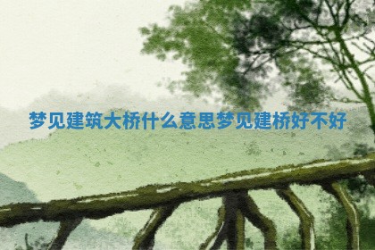 梦见建筑大桥什么意思_梦见建桥好不好