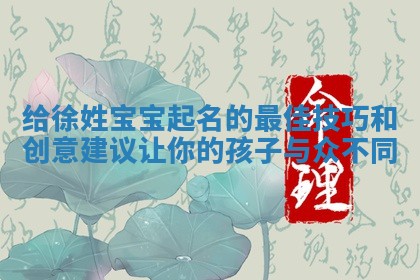 给徐姓宝宝起名的最佳技巧和创意建议让你的孩子与众不同