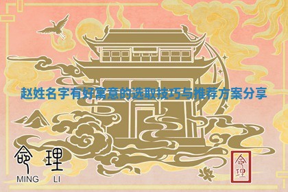 赵姓名字有好寓意的选取技巧与推荐方案分享